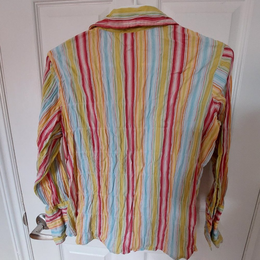 Vintage Point Zero Colorful Stripped Wrinkled Cotton Shirt, Size S - Picture 3 of 7